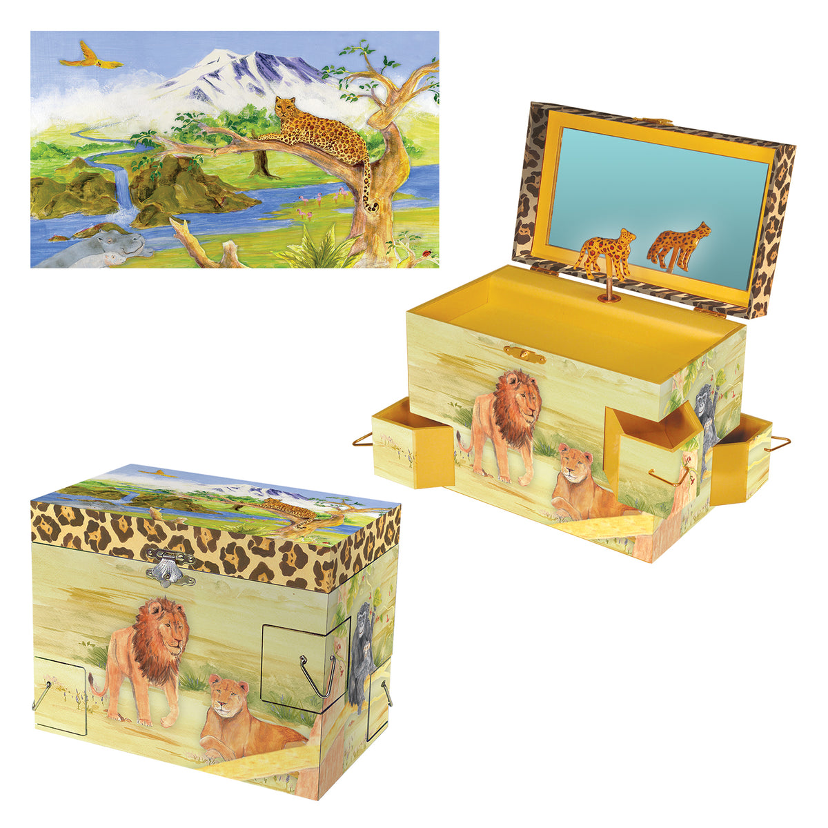 Savana Collection Leopard Musical Jewelry Box: Elegance and Melody
