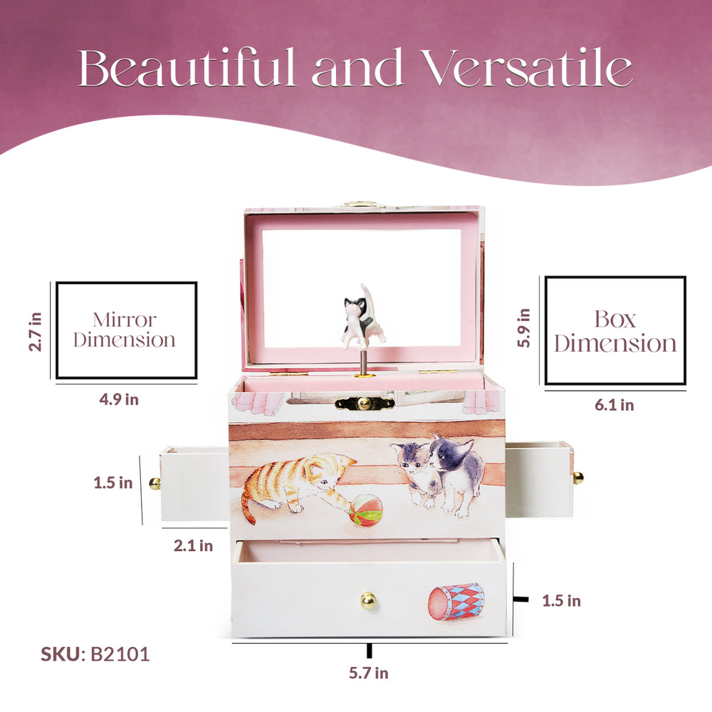 Curious Kittens Musical Jewelry Box - Ode to Joy Tune