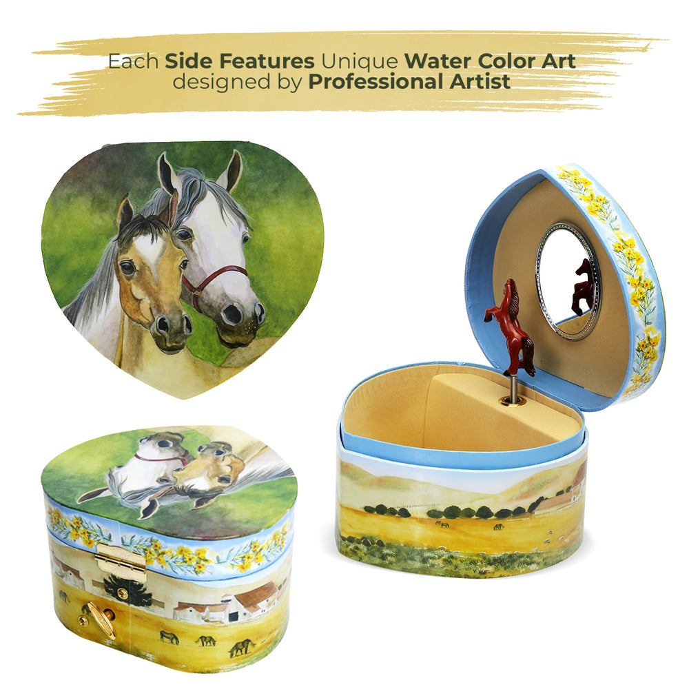 Joyero musical con forma de corazón Love Of Horses B1604