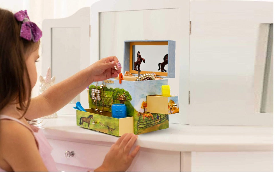 Horse Ranch Musical Jewelry Box B1023 - Enchantmints