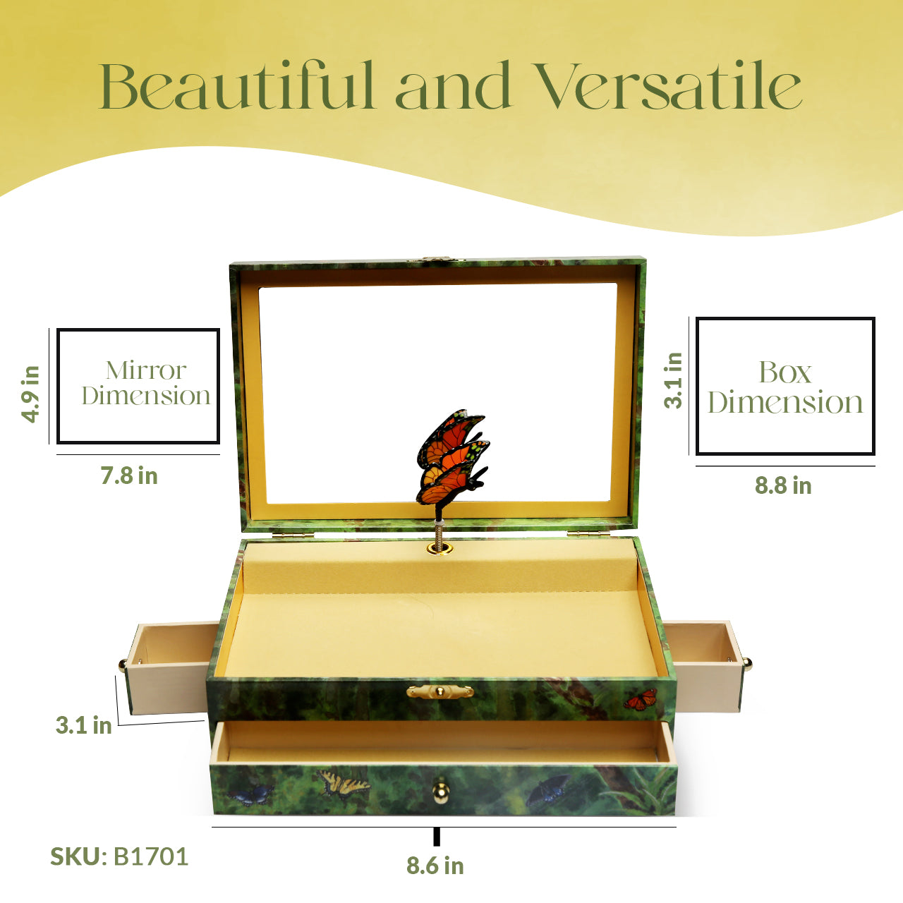 Butterfly Musical Jewelry Box for Girls - AU CLAIR DE LA LUNE - Enchantmints