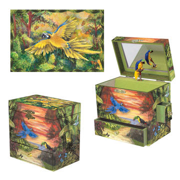 Fanciful Feathers Parrot Music Box - Hungarian Dance No. 5