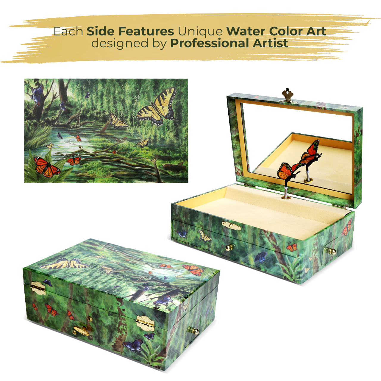 Butterfly Musical Jewelry Box for Girls - AU CLAIR DE LA LUNE - Enchantmints
