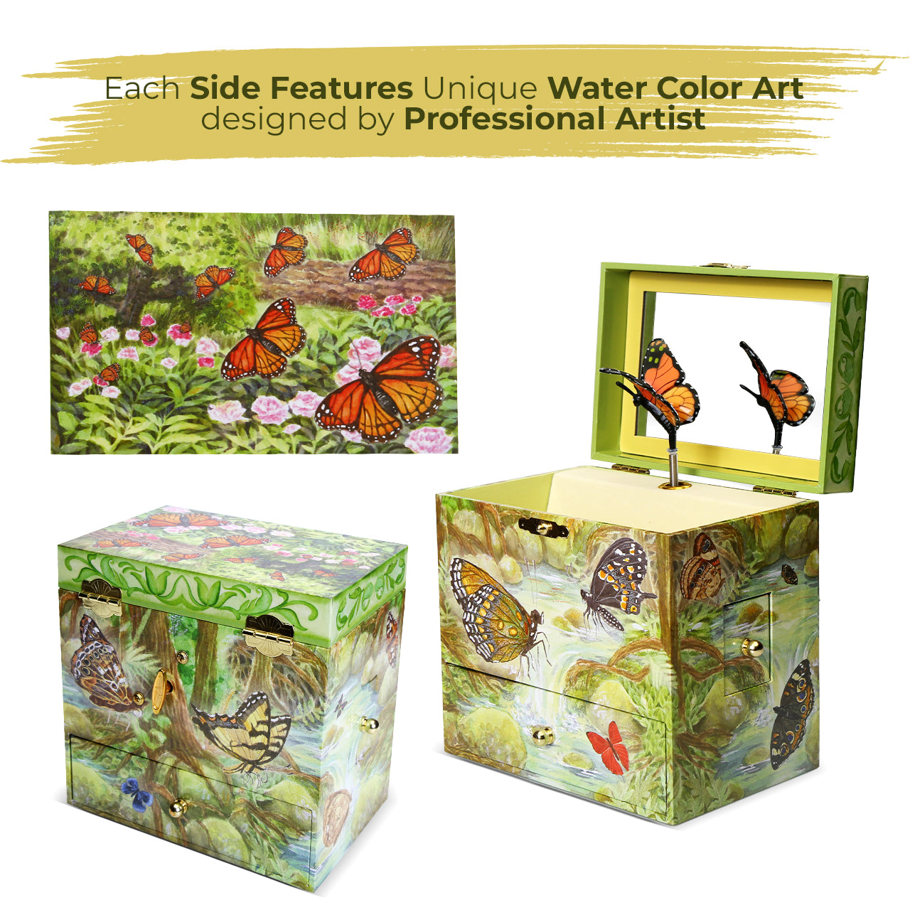 Monarch Butterfly Musical Jewelry Box B4009 - Enchantmints