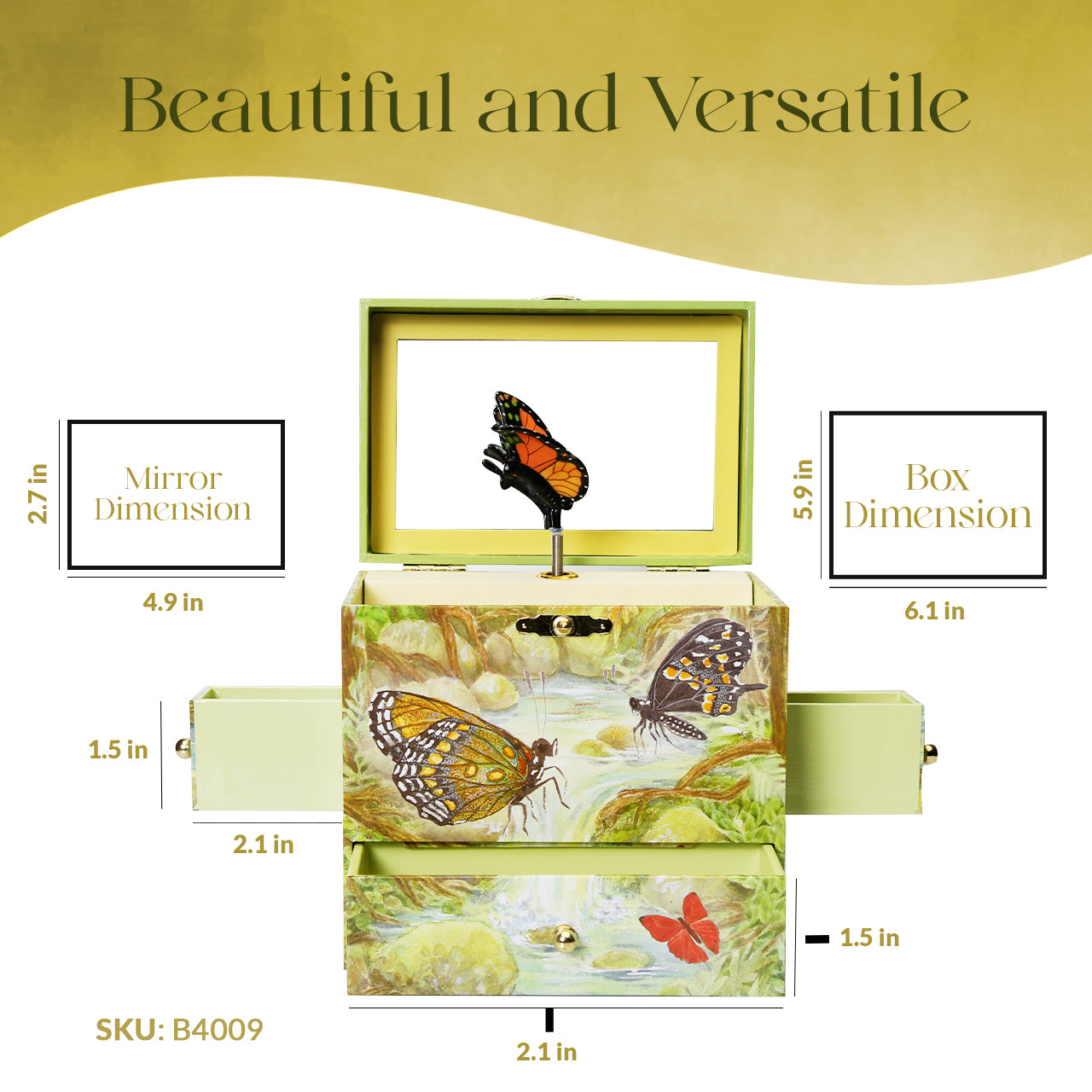 Monarch Butterfly Musical Jewelry Box B4009 - Enchantmints