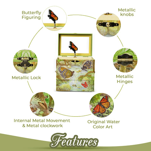 Monarch Butterfly Musical Jewelry Box B4009 - Enchantmints