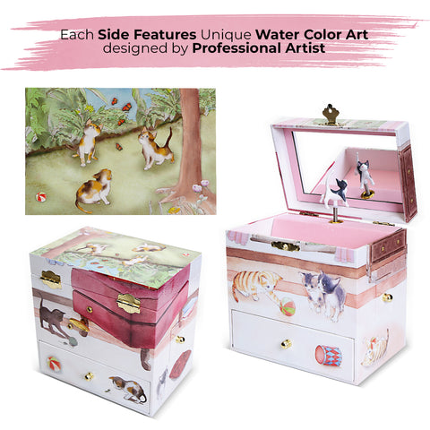 Curious Kittens Musical Jewelry Box - Ode to Joy Tune - Enchantmints