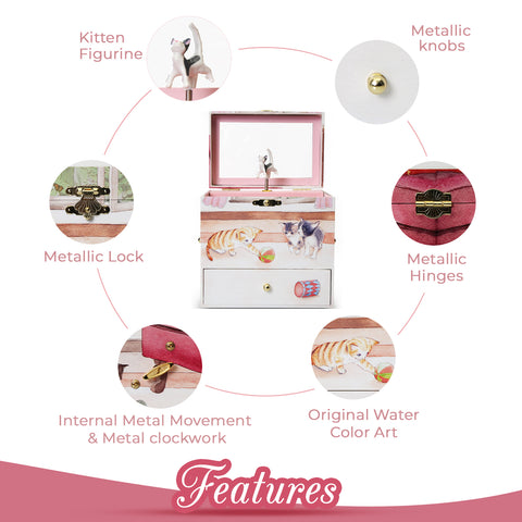 Curious Kittens Musical Jewelry Box - Ode to Joy Tune - Enchantmints