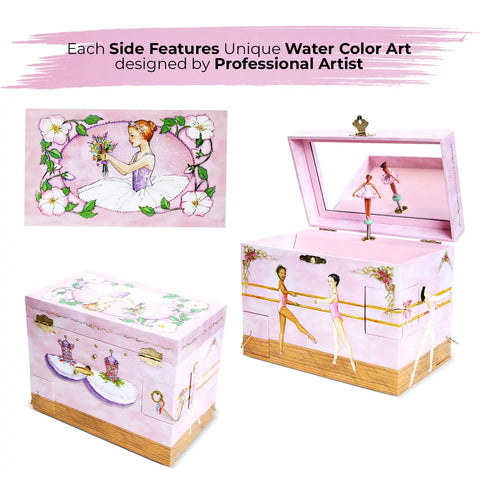 Black Ballerina Musical Jewelry Box - Swan Lake Tune - Enchantmints