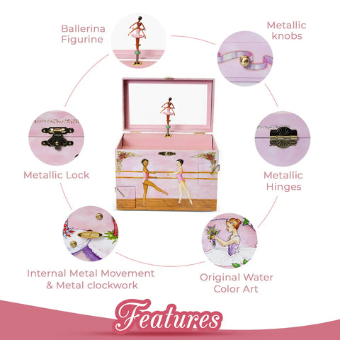Black Ballerina Musical Jewelry Box - Swan Lake Tune - Enchantmints
