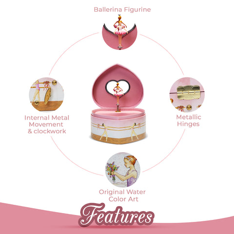 Ballerina Heart Musical Treasure Box - Swan Lake Tune - Enchantmints