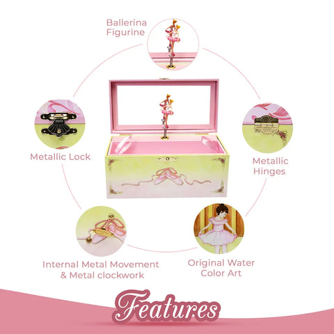 Ballet Shoes Ballerina Musical Jewelry Box - Swan Lake Tune - Enchantmints