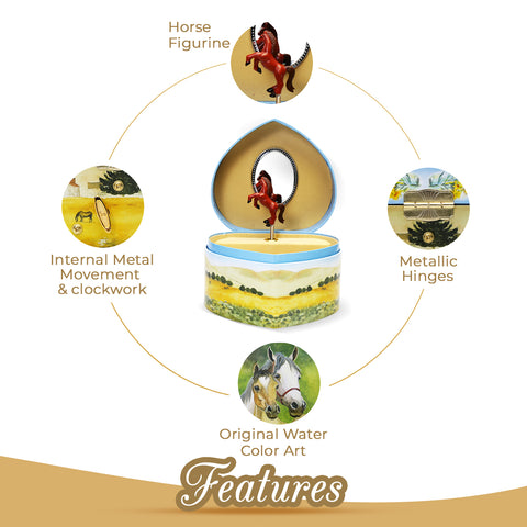 Love Of Horses Heart Musical Jewelry Box B1604 - Enchantmints
