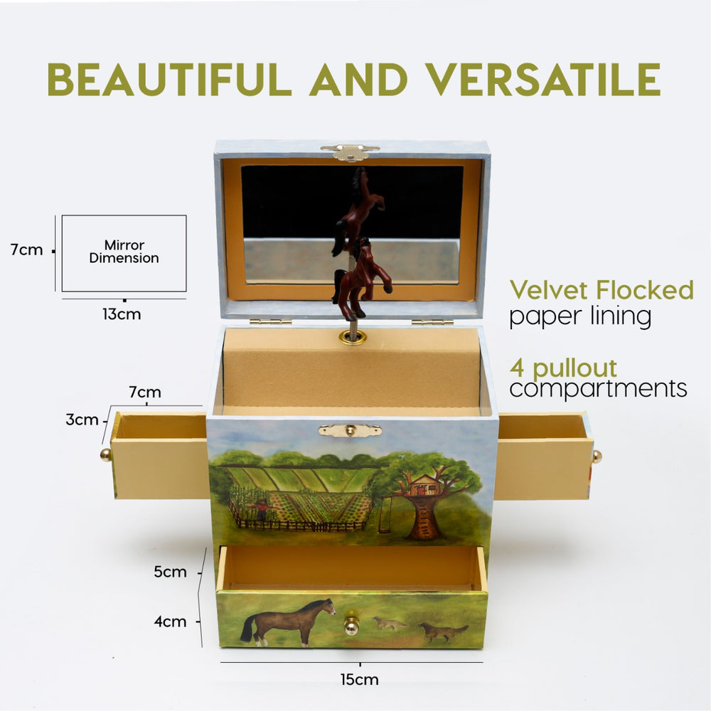 Horse Ranch Musical Jewelry Box
