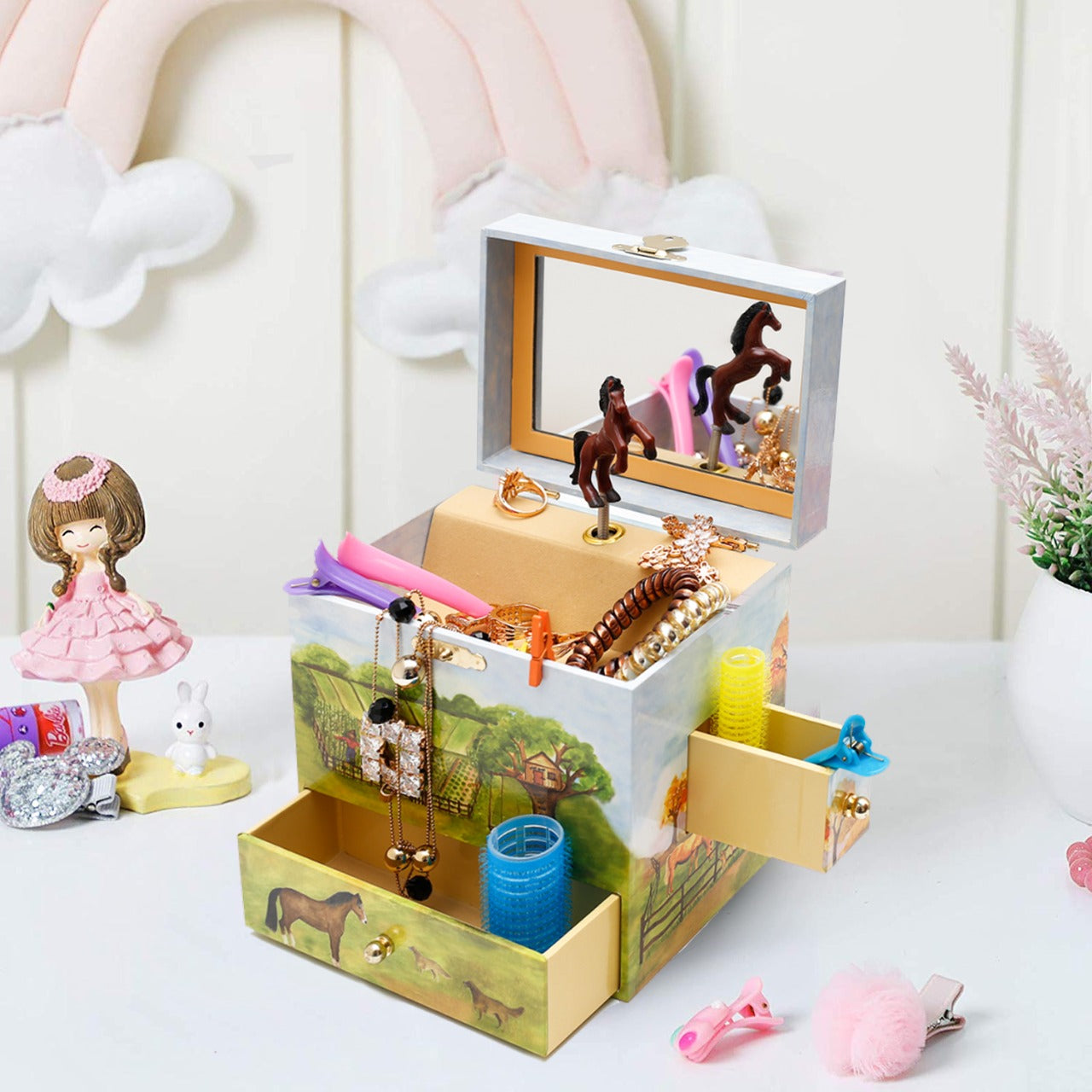 Horse Ranch Musical Jewelry Box B1023 - Enchantmints
