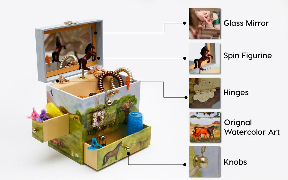 Horse Ranch Musical Jewelry Box B1023 - Enchantmints