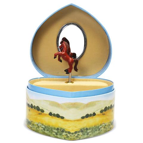 Love Of Horses Heart Musical Jewelry Box B1604 - Enchantmints