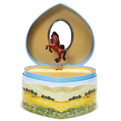 Love Of Horses Heart Musical Jewelry Box B1604