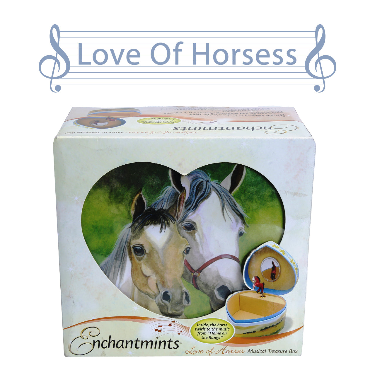 Love Of Horses Heart Musical Jewelry Box B1604